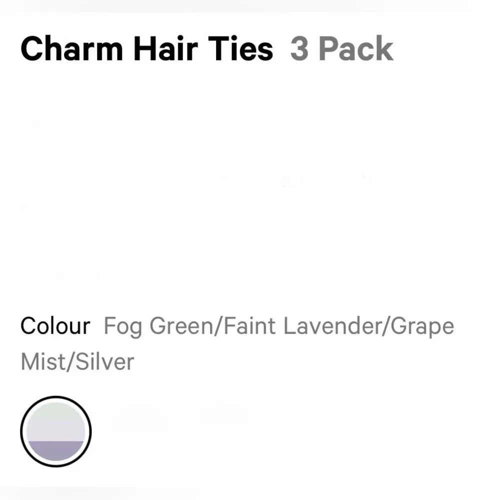 Lululemon Charm Hair Ties 3 Pack Green/Faint Lavender/Grape Mist/Silver